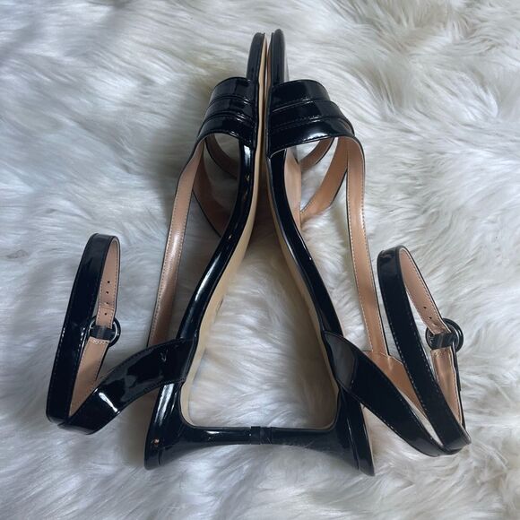 MODENCOCO Black Patent Dress Fashion Open Toe Ankle Strap Strappy Buckle SZ11 - Picture 9 of 12